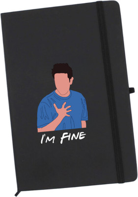 urban kiosk I'm Fine Ross Geller (FRIENDS) Diary | Journal With Elastic Band A5 Notebook Ruled 90 Pages(Black)