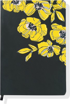 YETZ A5 Yellow Flowers Hardcover 80GSM 160 Pages Bookmark Ribbon Floral Diary A5 Diary Ruled 160 Pages(Blue)