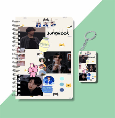 craft maniacs JUNGKOOK DIARY & KEYCHAIN A5 Diary RULED 120 Pages(Multicolor)