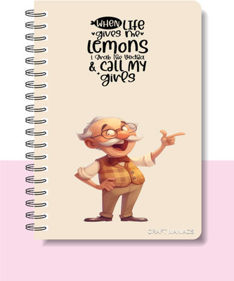 craft maniacs CUTE PUN 2025 NOTEBOOKS A5 Notebook RULED 120 Pages(Multicolor)