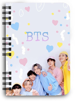 craft maniacs A5 ROUND CORNER NOTEBOOK A5 Notebook RULED 160 Pages(BTS DOODLE HEARTS)