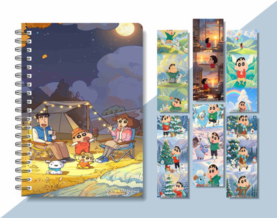 craft maniacs 2024 SHINCHAN DIARY & 6 FREEBIE BOOKMARKS A5 Notebook RULED 160 Pages(Multicolor)