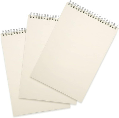 TWONE Spiral Notebooks Steno Pads Wirebound Memo Notepads 68 Sheets each B5 Note Pad Blank 136 Pages(White, Pack of 3)