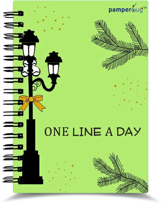 PAMPERBUG One line a day journal, Minimal but effective A5 Journal to build journaling habit, Pages for 53 Weeks, Wiro bound 60 Pages(Green)