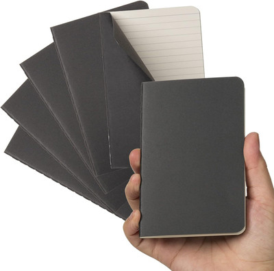 INNAXA Softcover Pocket Notebook Set Perfect for the Traveler or Author A6 Notebook Ruled 64 Pages(Black-Ruled, Pack of 6)