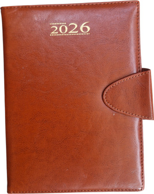 LIFECARD Leather New year Regular Diary 2026 A4 Diary Regular 365 Pages(Light Brown)