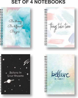 Papco Notebook A5 Diary Ruled 144 Pages(Blue, Pack of 4)