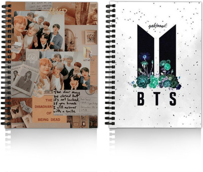 DI-KRAFT Diary Combo Pack | Boys and Girls Printed Diary combo Pack | A5 Diary Unruled 160 Pages(White and Peach, Pack of 2)
