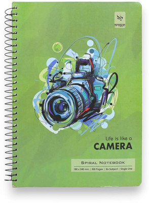 Pragya Spiral 6-Subject Notebook | (18x24 CM) | 600 GSM Cover B5 Notebook Single Line 300 Pages(Multicolor, Pack of 4)