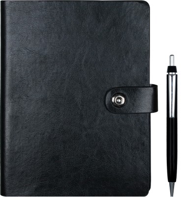 The Wallet Store Leather Cover Diary with Pen Regular Diary Ruled 296 Pages(Black, Blue)