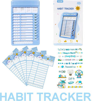 Magnemite Plastic Chore Habit Tracker Chart for Kids Checklist Board 15 Removable Sheets Regular Planner/Organizer Ruled 15 Pages(Blue)