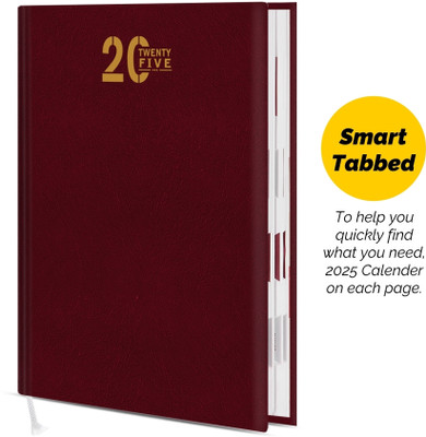 Abstract Collection B5 Regular Month & Day Planner Diary B5 Diary Single Rule With Bookmark Ribbon 365 Pages(Red)