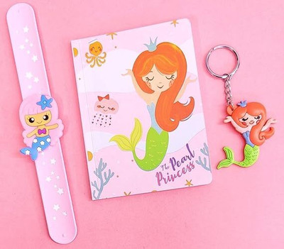 Tera13 mermaid slap band for kids A5 Note Pad Ruled 30 Pages(Pink)