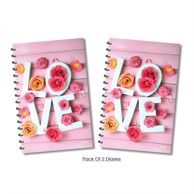 SADAFAL Love with Flower Designer Diary, Notebook, Notepad - Pack of 2 Diaries A5 Diary Ruled 160 Pages(Multicolor, Pack of 2)