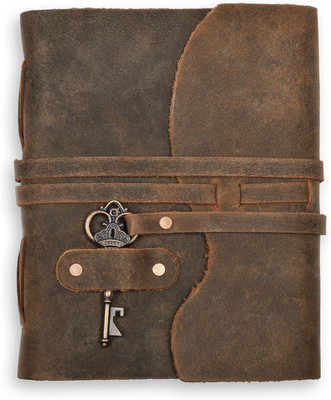KRISHNA HANDICRAFTS Leather Deckle Pages Handmade Diary For Gift and Multipurpose Key Diary A5 Diary Plain 100 Pages(Brown)