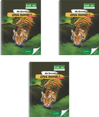 ECONAMA Recyclable::Single Line::A4 Notebook::eco friendly A4 Notebook Single Line 172 Pages(Multicolor, Pack of 3)