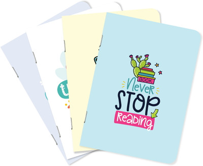 Raptech notebook Unique Stationery items, Easy to Carry, Plain Cute (Never Stop Reading) A5 Diary UnRuled 240 Pages(Multicolor, Pack of 4)