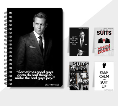 craft maniacs SUITS 2025 COMBO A5 Notebook RULED 160 Pages(Multicolor)
