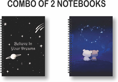 ROT RIX combo of 2 Notebooks A5 Diary ruled 144 Pages(Black, Blue, Pack of 2)