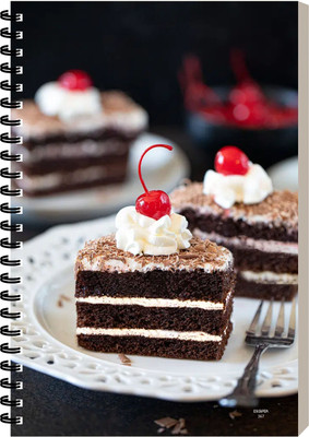 ESCAPER Black Forest Pastry Designer Notebook, Laminated Soft Cover Diary A5 Diary Ruled 160 Pages(Black Forest Pastry)