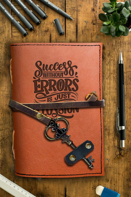 DI-KRAFT Handmade Classic Design Leather-Printed Leather A6 Diary Unruled 200 Pages(Brown 22)