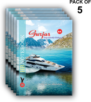 Gurjas Hard Bound Long A4 Notebook Ruled, Single Line 288 Pages(Multicolor, Pack of 5)