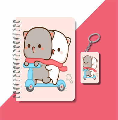craft maniacs A5 NOTEBOOK + FREE WOODEN KEYCHAIN COLLECTION A5 Notebook RULED 160 Pages(Pink)