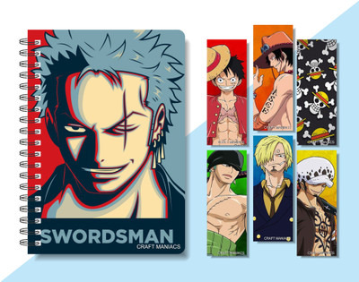 craft maniacs 2024 ONE PIECE DIARY & 6 FREEBIE BOOKMARKS A5 Diary RULED 160 Pages(Multicolor)
