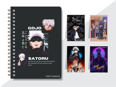 craft maniacs ANIME DIARY & 4 MAGNETIC BOOKMARKS A5 Diary RULED 160 Pages(Multicolor)