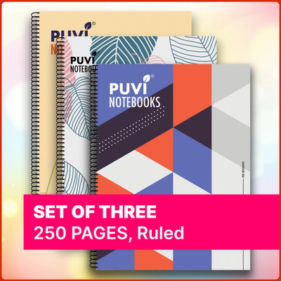 UNIQPAL SPIRAL NOTEBOOK A4 Notebook Ruled 250 Pages(Multicolor, Pack of 3)