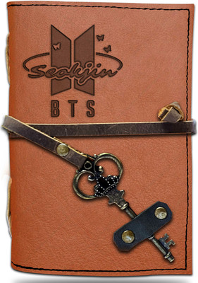 DI-KRAFT Handmade Classic Design Leather-BTS Printed Diary A6 Diary Unruled 200 Pages(Brown 10)