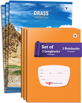 Target Publications Single Line Notebooks | 3 Small Notebooks of 172 Ruled Pages (18 cm x 24 cm Approx) and 3 Long Books of 164 Ruled Pages (20 cm x 28 cm Approx) | Writing book with Page Numbers | Soft Cover | For School, College and Office Use | Pack of 6 Books Regular Notebook Ruled Pages 1872 Pa