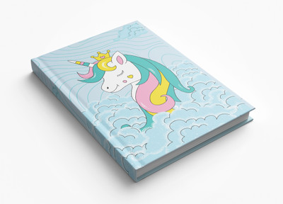 AccuPrints Blue unicorn hardbound Diary A5 Diary Ruled 200 Pages(Multicolor)