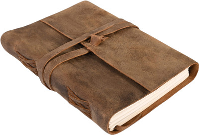 Bonjour Store Leather Drawing Journal Daily Travel Diary, Antique Handmade A5 Diary Ruled 200 Pages(Brown)