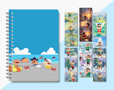 craft maniacs 2025 SHINCHAN DIARY & 6 FREEBIE BOOKMARKS A5 Notebook RULED 160 Pages(Multicolor)