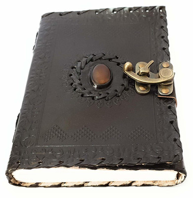 Anshika International Leather Journal Diary Book | Antique Hand Made Office Diary | Paper Notebook Diary with Metal Lock (Dark Brown) Regular Diary Unruled 100 Pages(Dark Brown)