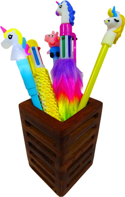 poksi 1 Compartments WOODEN SHEESHAM PENSTAND(Brown)