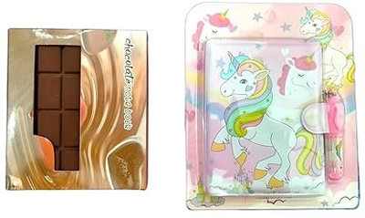 Timbktoo Combo Of 2 Chocolate Fragrance and unicorn Mini Pocket Size Daily Notes Diary Mini Diary Ruled 80 Pages(Multicolor)
