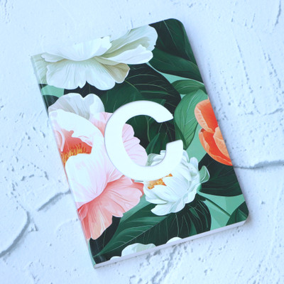 Mimikry Alphabet Initial A Premium Notebook Diary, 80 GSM, Floral Design A5 Notebook Ruled 192 Pages(C)