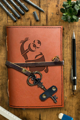 DI-KRAFT Handmade Classic Design Leather-Printed Leather A6 Diary Unruled 200 Pages(Brown 9)