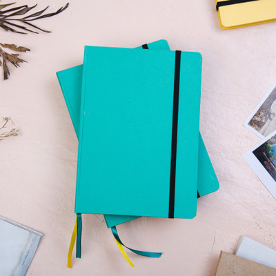 CRAFT JUNKY Recycled Handmade A5 Notebook Unruled 192 Pages(Teal Blue)