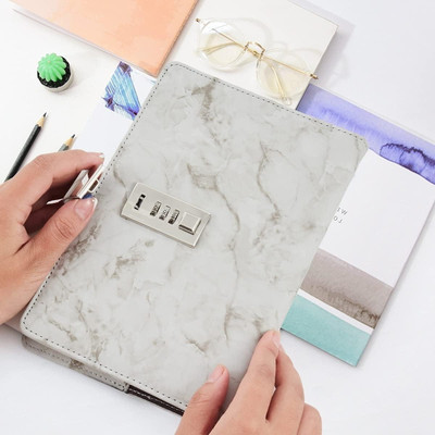 KIZJORYA To do List Regular Diary Single Rule 192 Pages(White Marble)
