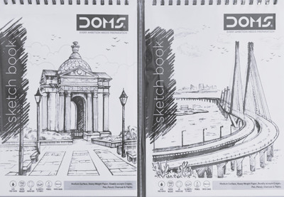 DOMS Wiro Sketch Pad | 21 x 14.8 cm | 150GSM | A5 Note Pad | PLAIN | 72 Pages(HALF WHITE, Pack of 2)