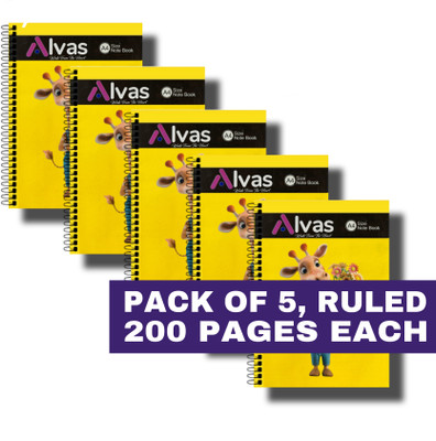 Alvass (200 Pages Each Notebook) A4 Notebook Spiral | Ruled | 200 Pages(Yellow, Pack of 5)