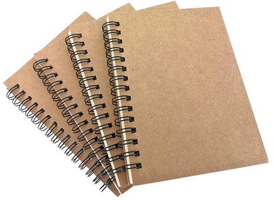 AccuPrints Recycled Handmade Cover A5 Notebook Unruled 160 Pages(Brown, Pack of 4)