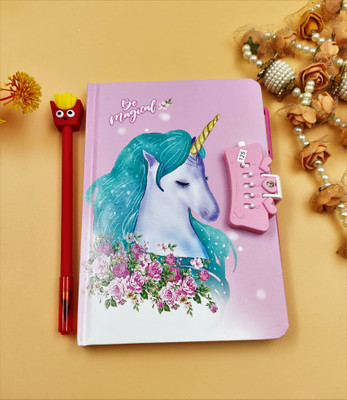 Paper Bear Unicorn A4 Diary ruled 70 Pages(Pink)