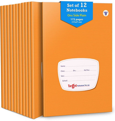 Target Publications Single Line Interleaf Notebooks | Copy Writing Book | 17x27 cm |GSM 58|Set of 12 Regular Notebook One Side Blank / Unruled & One Side Ruled 172 Pages(Brown, Pack of 12)