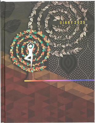 TULMAM Yoga Print Hard Bound Executive Planner Organizer for personal/Office Diary 2025 A5 Notebook Ruled 365 Pages(Brown)