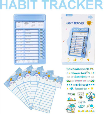 Magnemite Reusable Kids Chore Chart – Plastic Habit Board with 15 Interchangeable Sheets Regular Planner/Organizer Ruled 15 Pages(Blue)