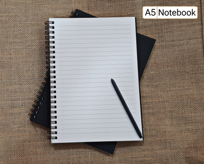 TORTUGA a5 Ruled A5 SPIRAL Bound (Black cover),Notebook, Journal, diary 50 sheets A5 Notebook Ruled 100 Pages(Ruled BLACK, Pack of 2)